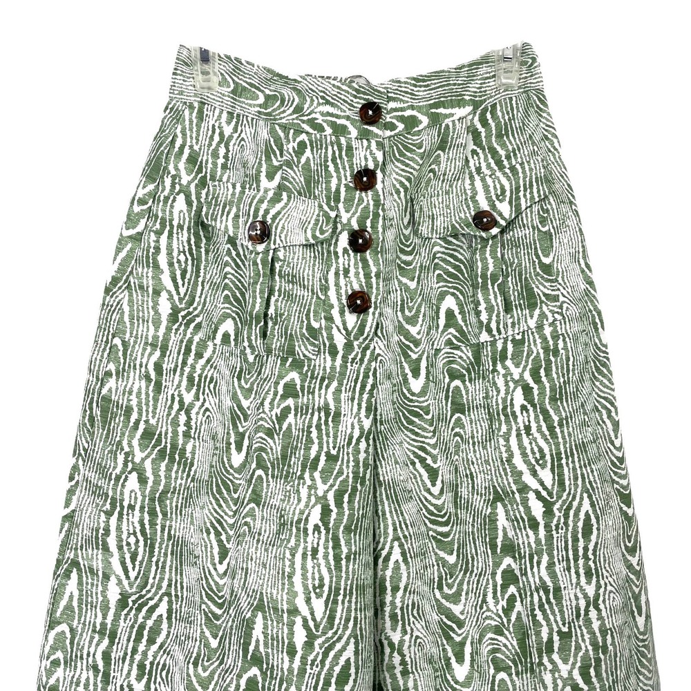 C/MEO Collective Energize Wide-leg Pants Sz S Woodgrain Ivy Green White - Picture 3 of 8